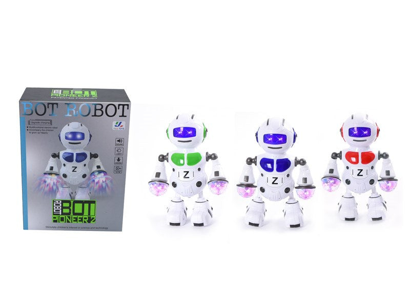 BO Pioneer Tanzroboterspielzeug mit Lichtern und Musik – interaktiver beweglicher Roboter, batteriebetrieben