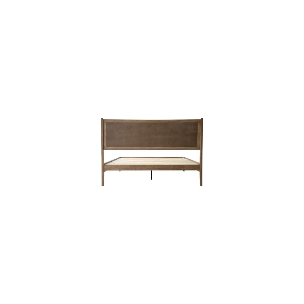 Queen Size Bed Frame with Headboard & Footboard Solid Wood Platform Bed, Metal Legs, 12 Sturdy Slatted Structure, No Box Spring Needed, Anti-Noise & Slip-Free, Easy Assembly, Barnwood Finish OLQ-30