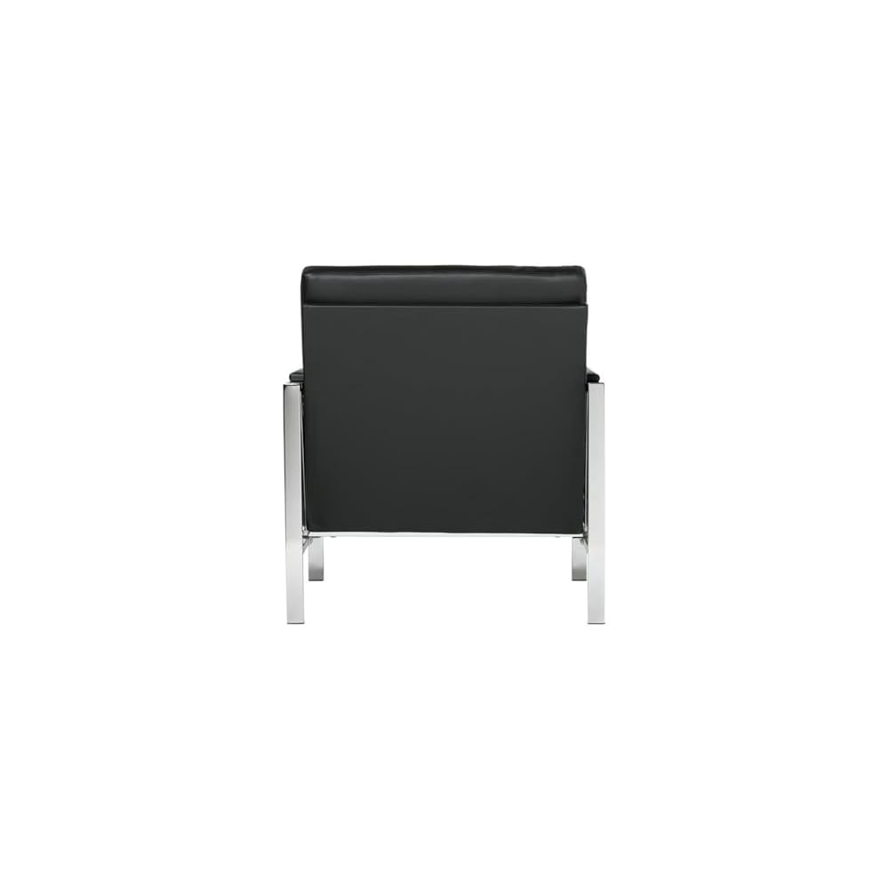 Atlas Modern Accent Chair in Blended Leather, Chrome / Black