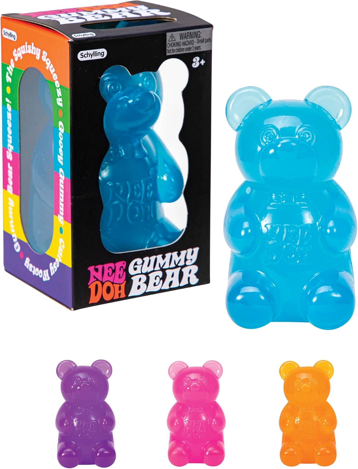Schylling NeeDoh Gummibärchen – sensorisches Zappelspielzeug mit geleeartiger Füllung – 8,9 cm hoch – Farben können variieren (1 Stück)