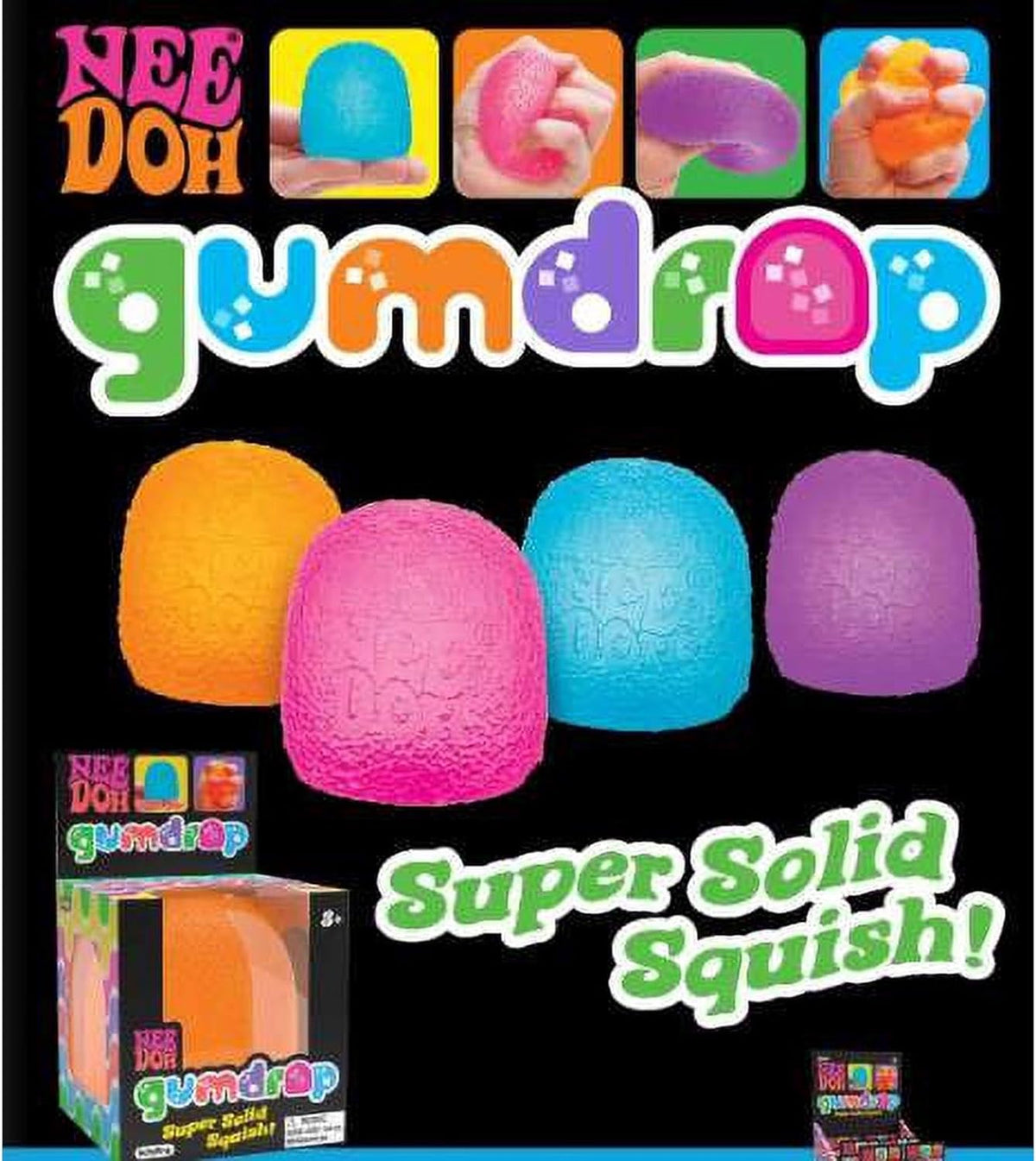 Schylling NeeDoh Gumdrop Texturiertes sensorisches Zappelspielzeug, Farben können variieren (3er-Pack)