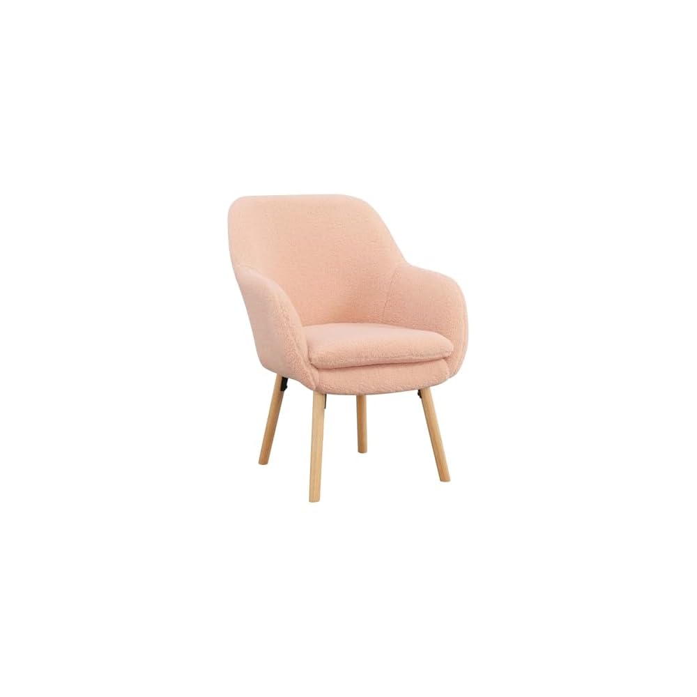 Take a Seat Charlotte Wingback Sherpa Accent Armchair 25.25" - Boho Transitional Boucle Lounge Chair for Office, Den, Living Room, Sherpa Cream