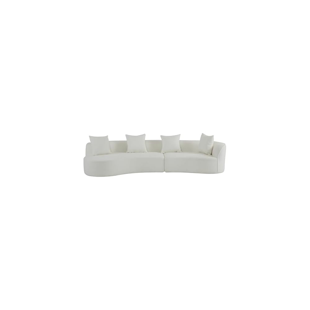 126-Zoll gebogenes Ecksofa, modulares Samt-Sofa, Beige