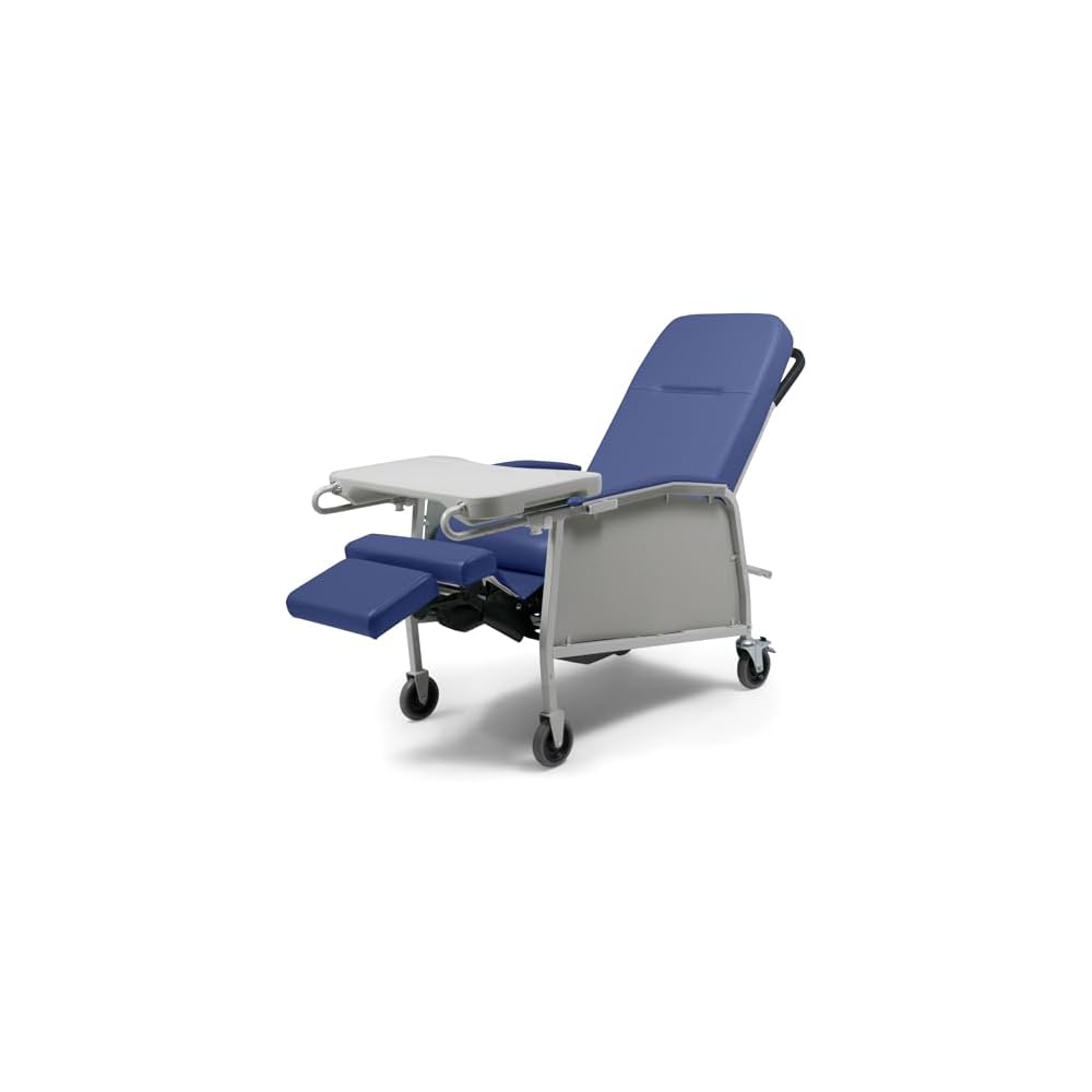 Lumex Medizinischer 3-Positionen-Liegestuhl, verstellbarer Geri-Stuhl mit Rollen, Blue Ridge