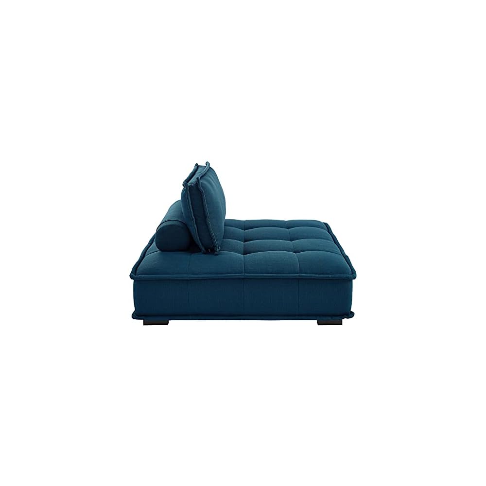 Saunter Tufted Fabric Armless Chair, Azure