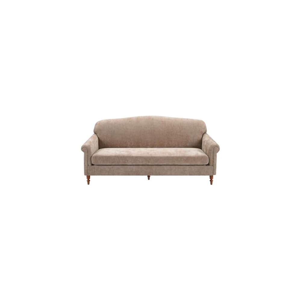 Sola 77,5'' Modernes Loveseat-Sofa aus Chenille mit gerollten Armlehnen und Rahmen aus Kautschukholz, 2-Sitzer-Sofa für Wohnzimmer, bequeme Couch für Hotel/Apartment, Haferfarben