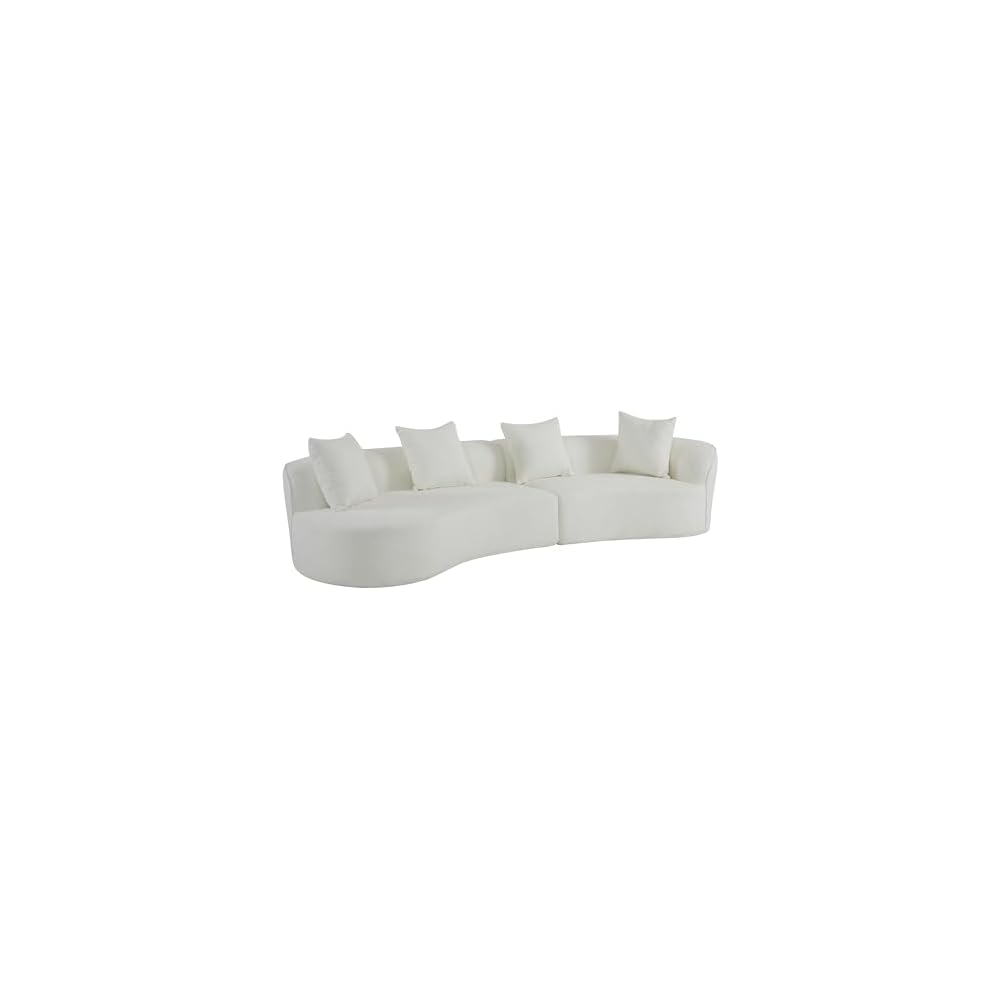 126-Zoll gebogenes Ecksofa, modulares Samt-Sofa, Beige