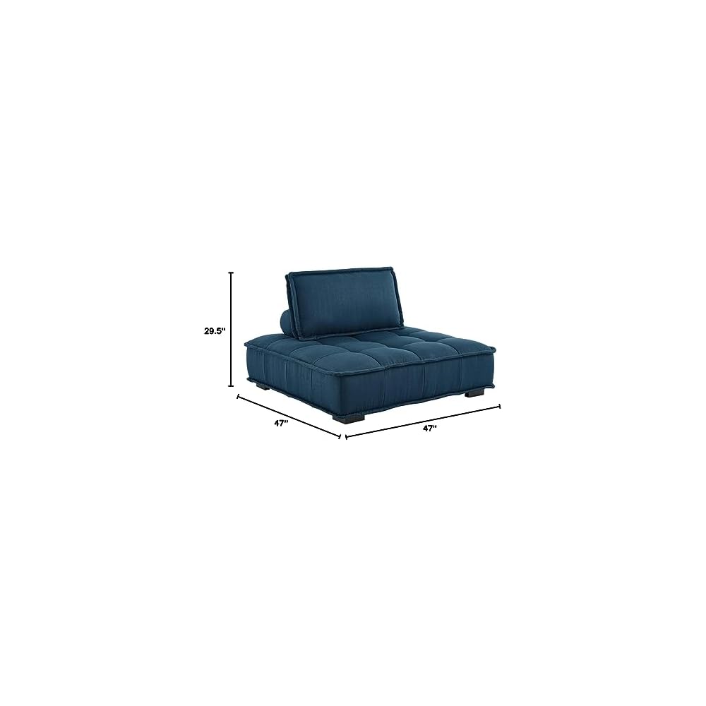 Saunter Tufted Fabric Armless Chair, Azure