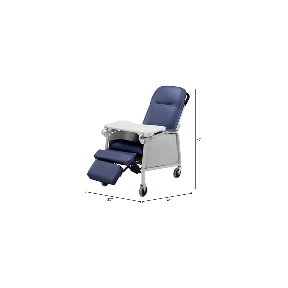 Lumex 3-Position Medical Recliner, Reclining Geri Chair with Wheels, Blue Ridge