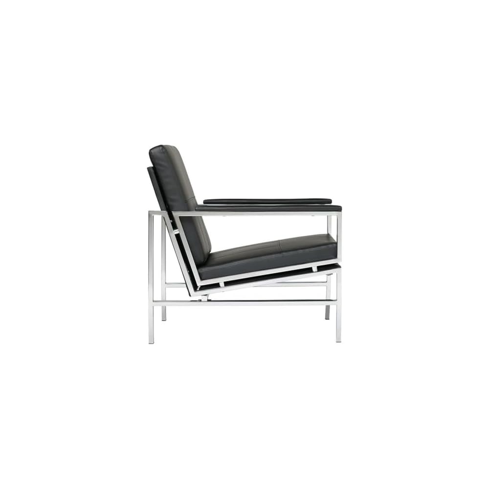 Atlas Modern Accent Chair in Blended Leather, Chrome / Black