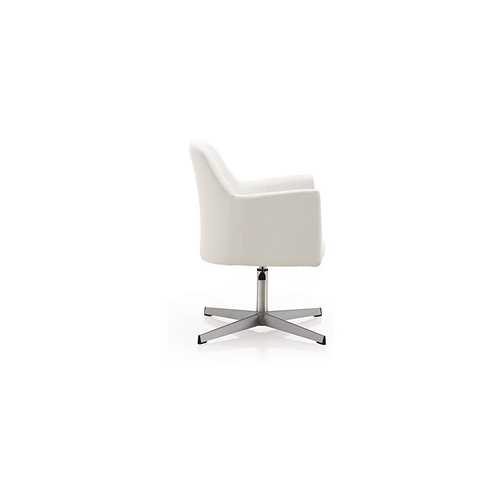 Pelo Modern Swivel Accent Chair with 360° Turn, Adjustable Height, Faux Leather Upholstery & Chrome Base, Unique Tight Welded Construction, Set of 2, White