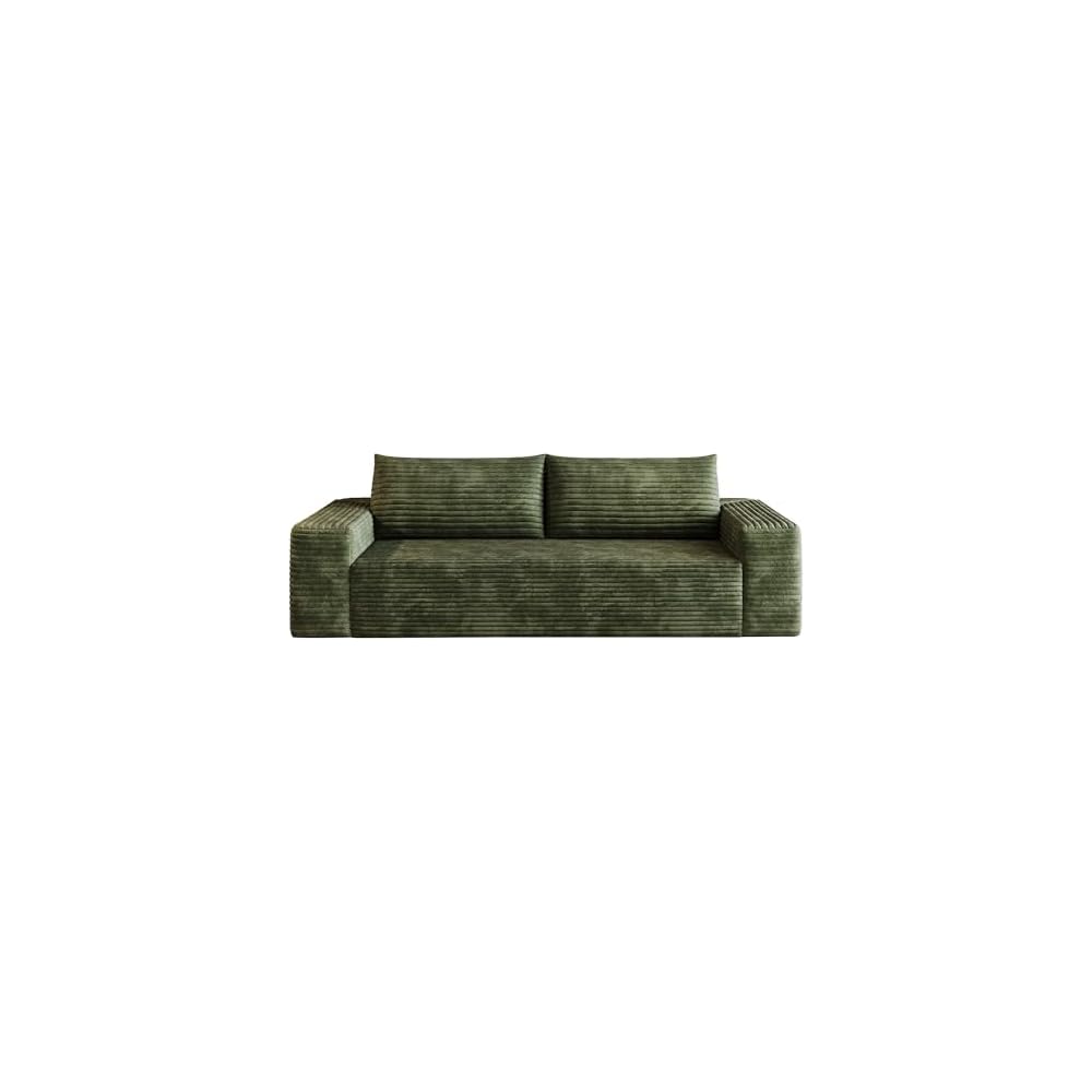71" Loveseat Sofa in a Box,Plush Corduroy Fabric Deep Seat Couch,No Assembly Required,Space-Saving Design,Comfy Seater Sofa for Living Room, Apartment, Bedroom & Office,Modern,Green