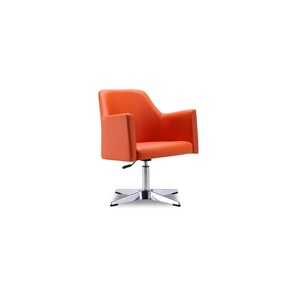Pelo Modern Swivel Accent Chair with 360° Turn, Adjustable Height, Faux Leather Upholstery & Chrome Base, Unique Tight Welded Construction, Set of 2, White