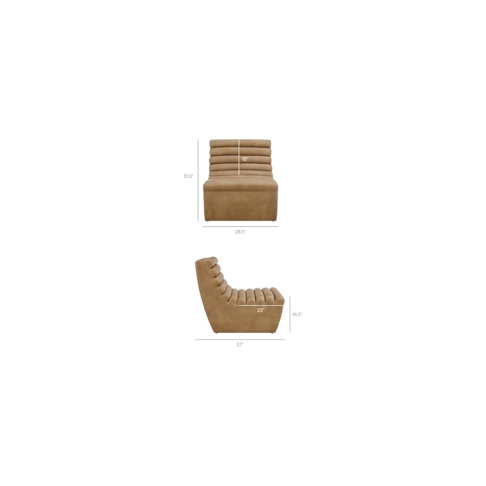 Corbin Vegan Leather Accent Chair with Channel Tufting in Toast