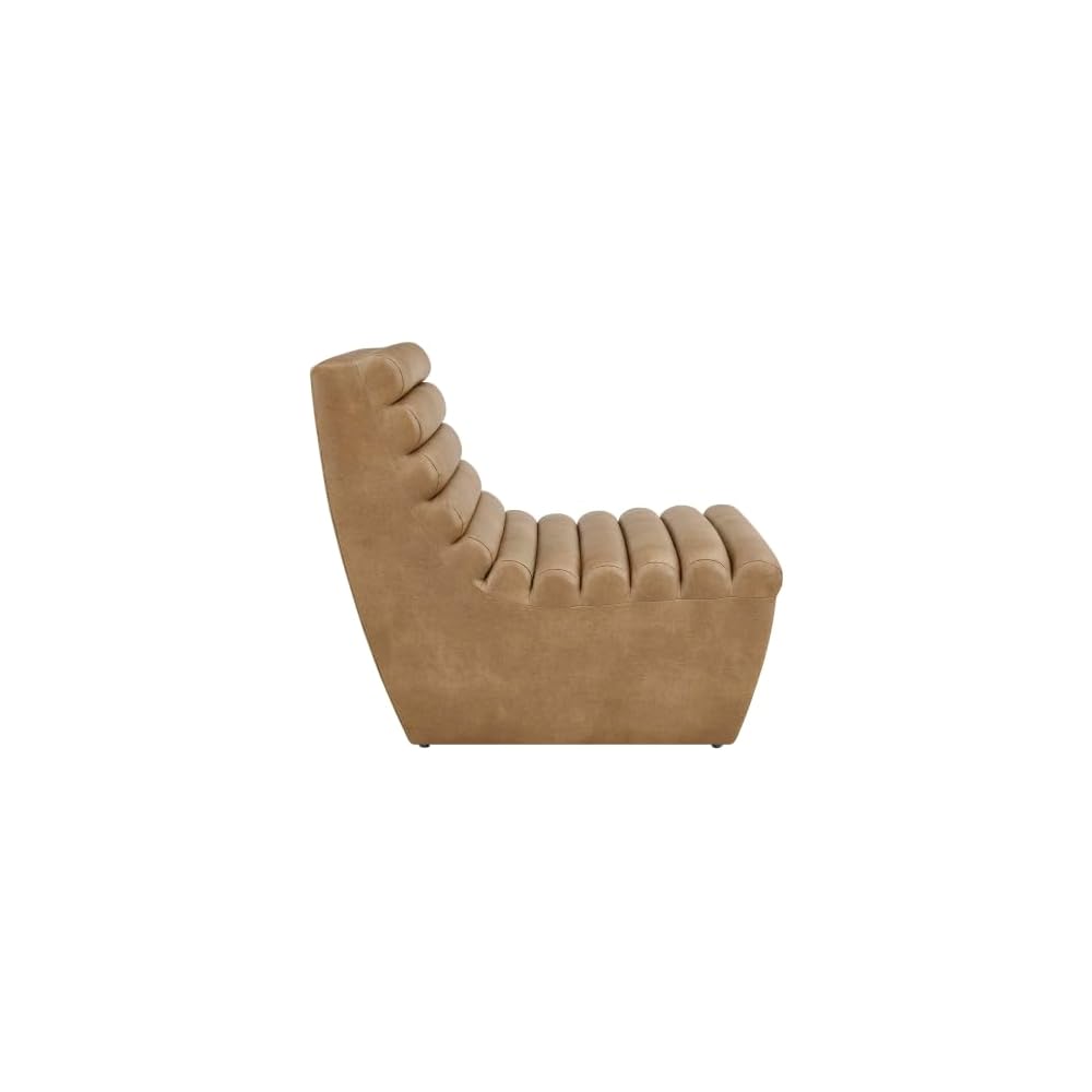 Corbin Vegan Leather Accent Chair with Channel Tufting in Toast