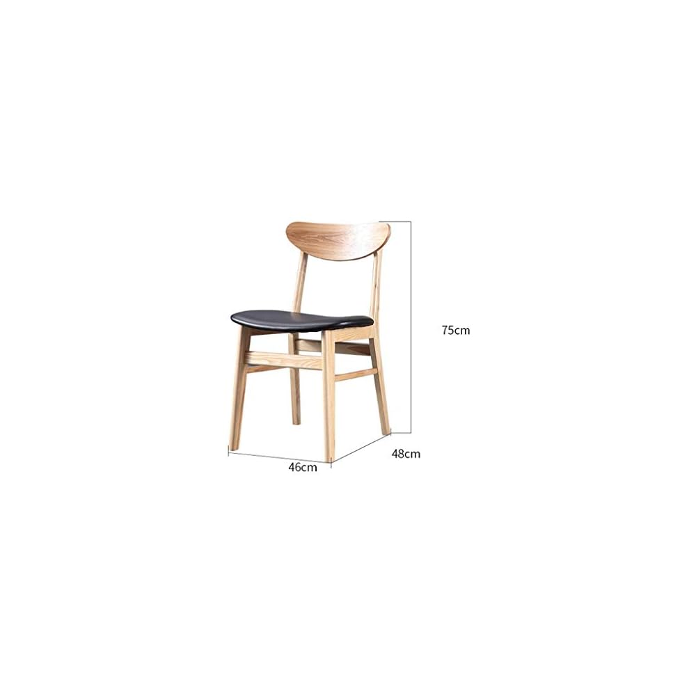 Balcony Chair Solid Wood Backrest Chair Home Leisure Study Chair Bearing Weight 130kg (Color : Wood Color Size : 46 48 75CM)