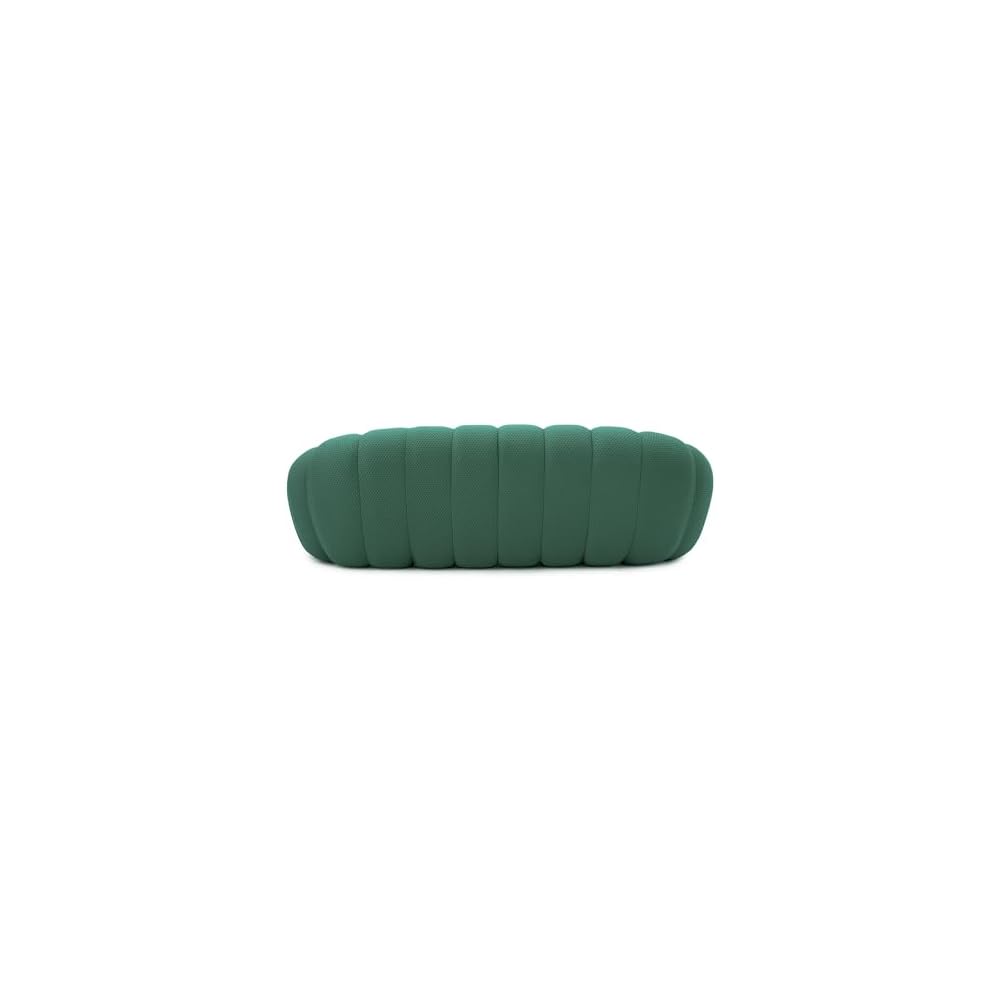 3 Seater Bubble Sofa Curved Couch, 98.43'' Comfy Upholstered Mesh Fabric Floor Sofa, 3D Honeycomb Shape Modern Couch for Living Room, Office, Apartment, Small Space (Green)
