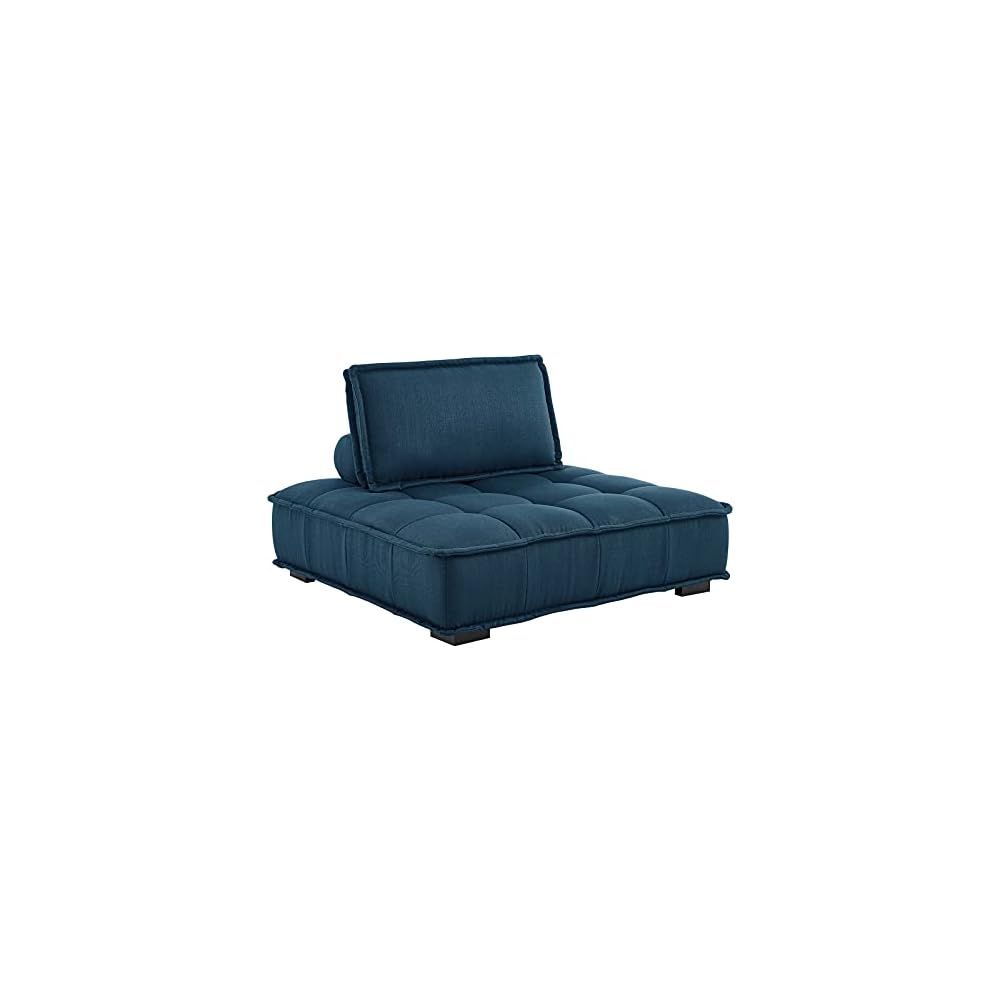 Saunter Tufted Fabric Armless Chair, Azure