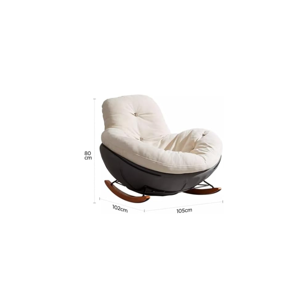 Rocking Chair Living Room Lazy Sofa Single Recliner Balcony Eggshell