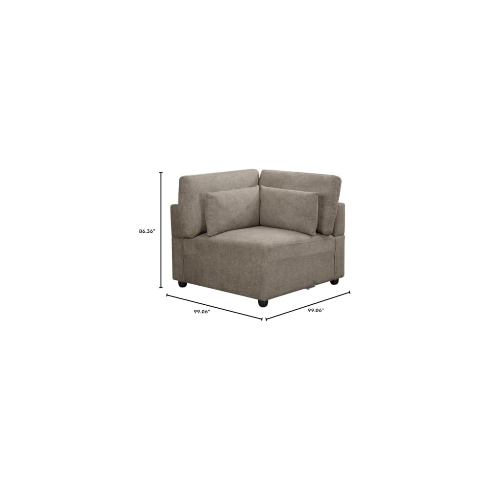Rylie Modular - Wedge with 3 Pillows in Gray