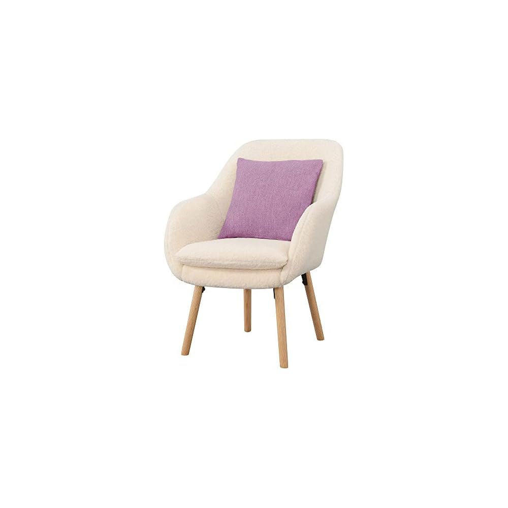 Take a Seat Charlotte Wingback Sherpa Accent Armchair 25.25" - Boho Transitional Boucle Lounge Chair for Office, Den, Living Room, Sherpa Cream