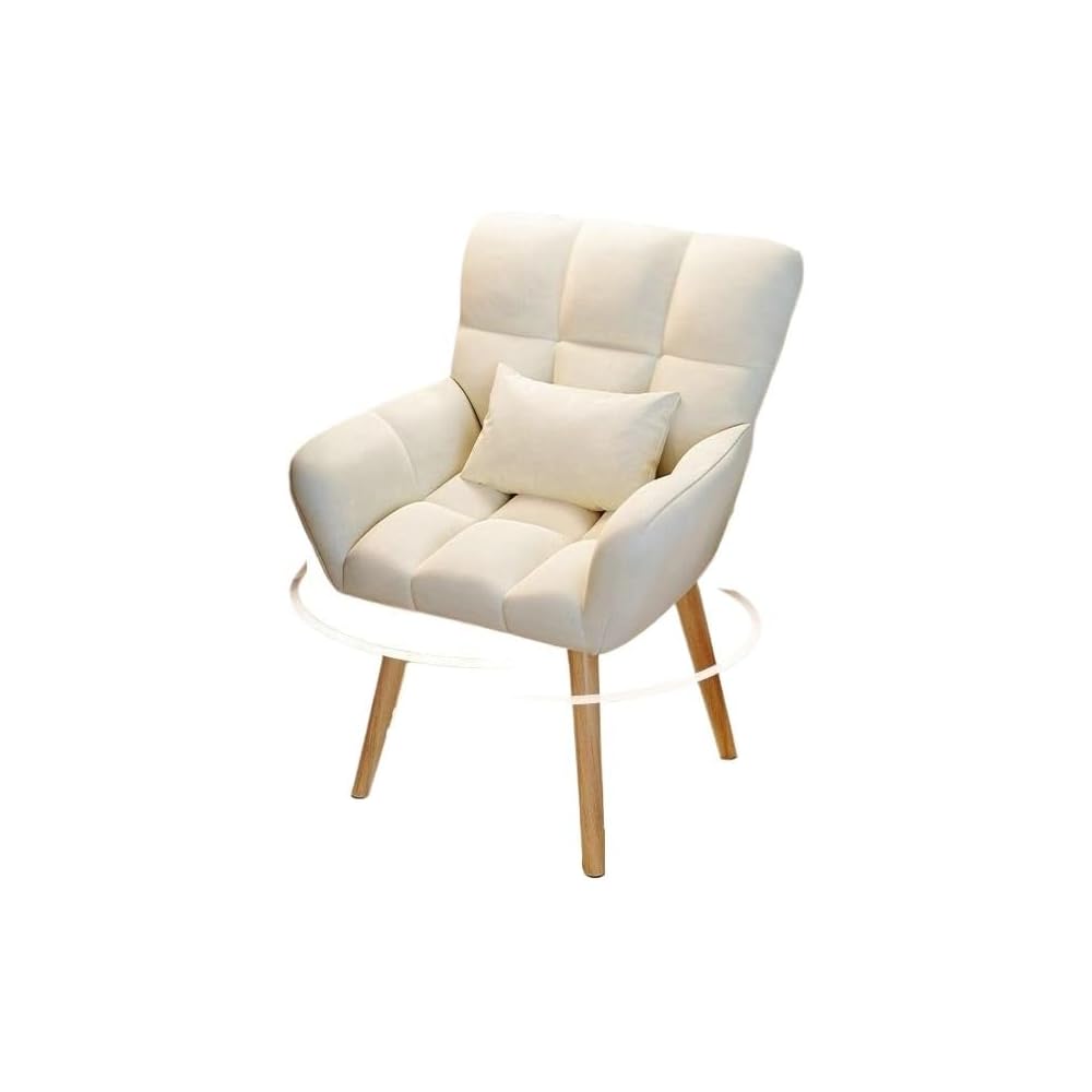 Elegant Patterned Armchair with Ergonomic Design and Comfortable Fabric - Perfect for Living Rooms and Offices (Fixed Model + Flannel Shu Beige (Free Throw Pillow))