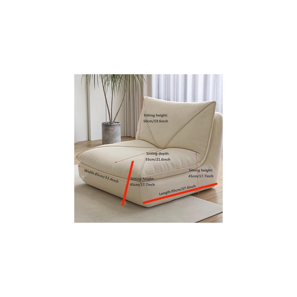 Chairs Mid Century Floor Sofa, Suede/Cat Claw Leather Floor Lounge Chair Lazy Sofa Accent Chair for Living Room Bedroom Salon Office (Color : Yellow)