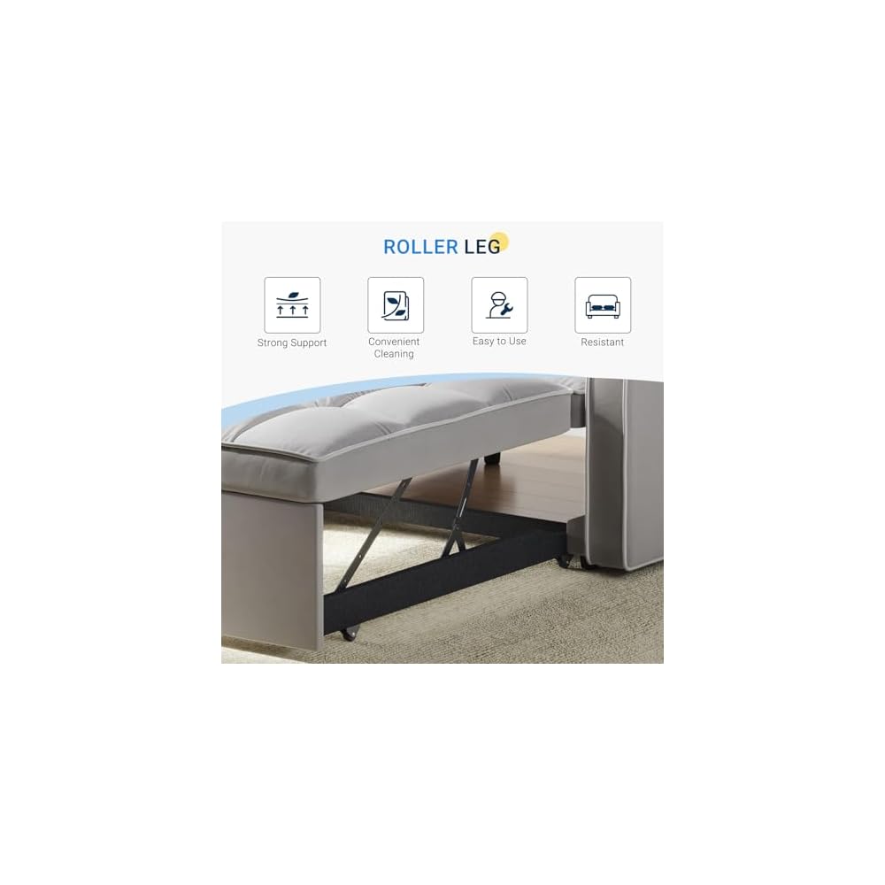Schlafsofa-Sessel, 3-in-1 Schlafsofa mit 3-stufig verstellbarer Rückenlehne, ausziehbarer Schlaf-Sessel, strapazierfähiger Samtstoff, für Wohnzimmer, Schlafzimmer, Grau