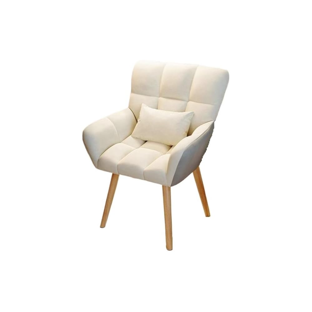 Elegant Patterned Armchair with Ergonomic Design and Comfortable Fabric - Perfect for Living Rooms and Offices (Fixed Model + Flannel Shu Beige (Free Throw Pillow))
