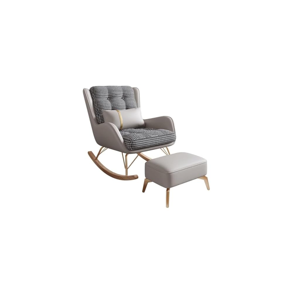 LSLYTQ Armchair Rocking Chair with Lumbar Cushion and Footrest - Comfortable Armchair for Living Room with Armrest - Side Accent Chair for Leisure