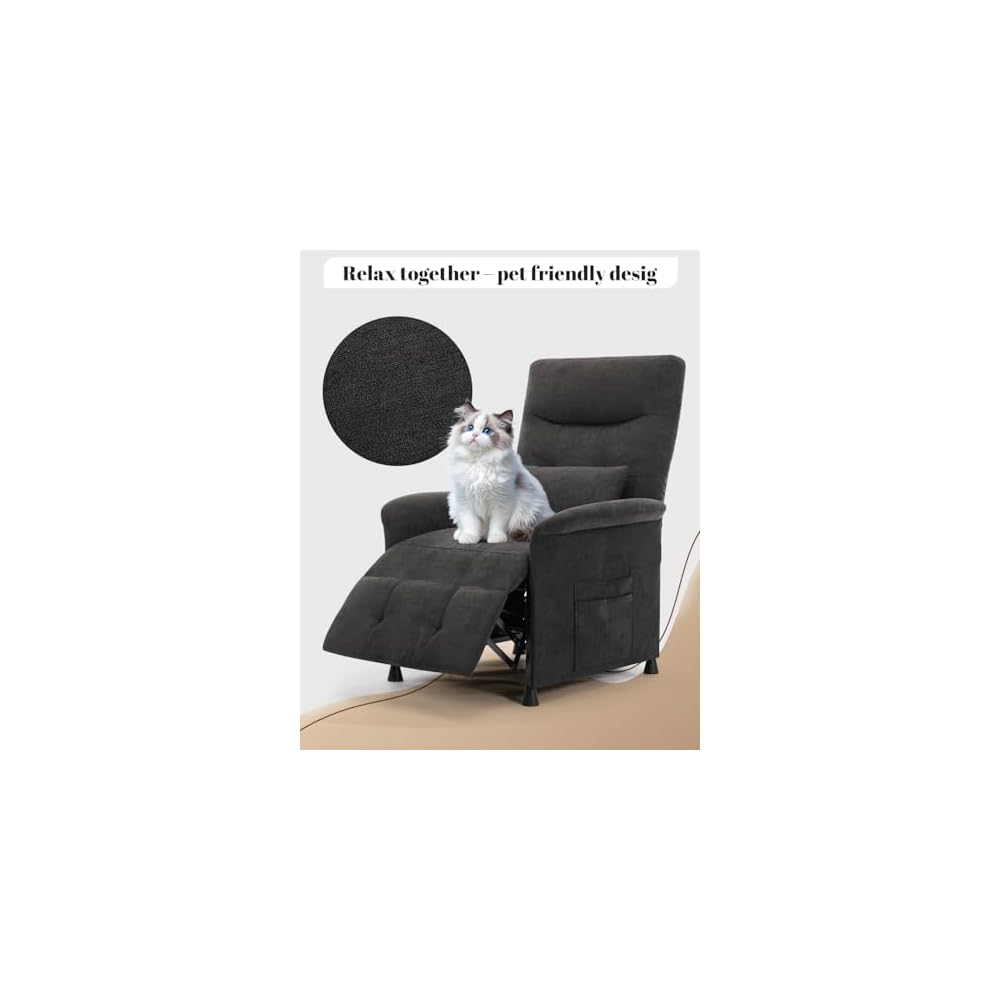 Power Recliner Chair for Adults - Electric Reclining Sofa with Side Pocket & Remote, Adjustable Recliner for Living Room or Home Theater Seating