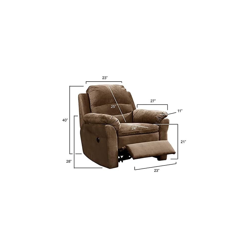 Felix Collection Contemporary Electric Recliner Chair with USB Charging Port and Gentle Lower Lumbar Massager for Living Room, Home Theater or Bedroom, Tawny Brown