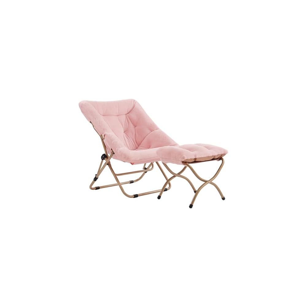 Comfy Folding Saucer Chair for Adults, Moon Chair, Pink