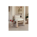 Cream Upholstered Accent Chair with Ash Wood Frame and Cushioned Seat