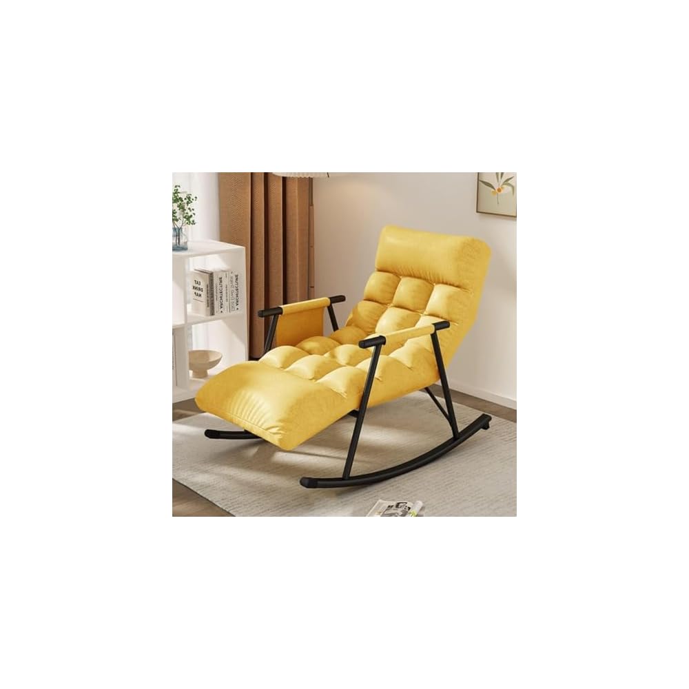 LSLYTQ Adjustable Indoor Rocking Chair Adult Recliner - Comfortable Single Sofa for Bedroom Living Room, Reading Lounge, and Balcony - Waterproof Tech Cloth Armchair