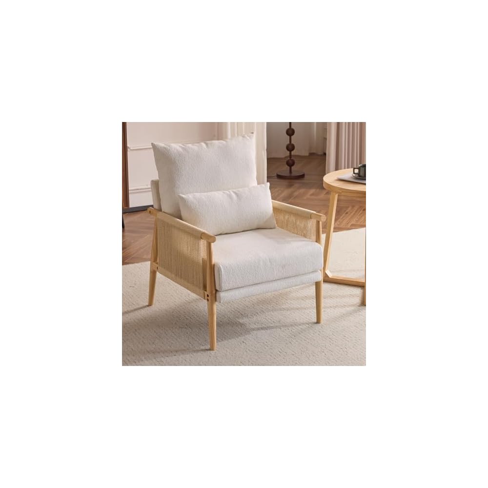 Cozy Accent Chair Braid Arms, Beige