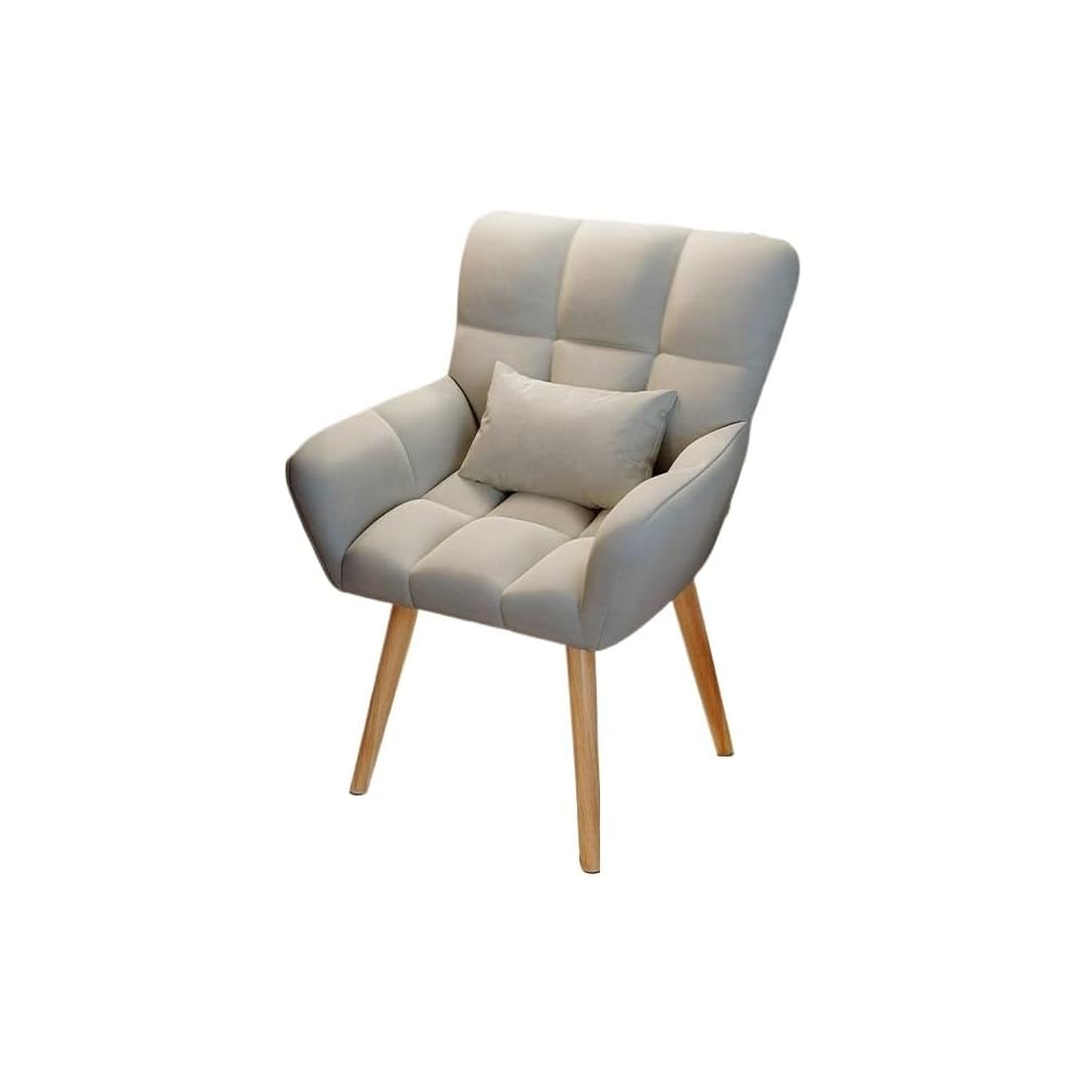Elegant Patterned Armchair with Ergonomic Design and Comfortable Fabric - Perfect for Living Rooms and Offices (Fixed Model + Flannel Shu Beige (Free Throw Pillow))