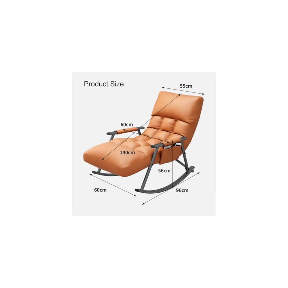 High Back Metal Rocking Chair - Modern Glider Armchair for Living Room & Bedroom, 440Lbs Capacity, Stylish Grey with Black Feet, Comfortable Rocker Chair