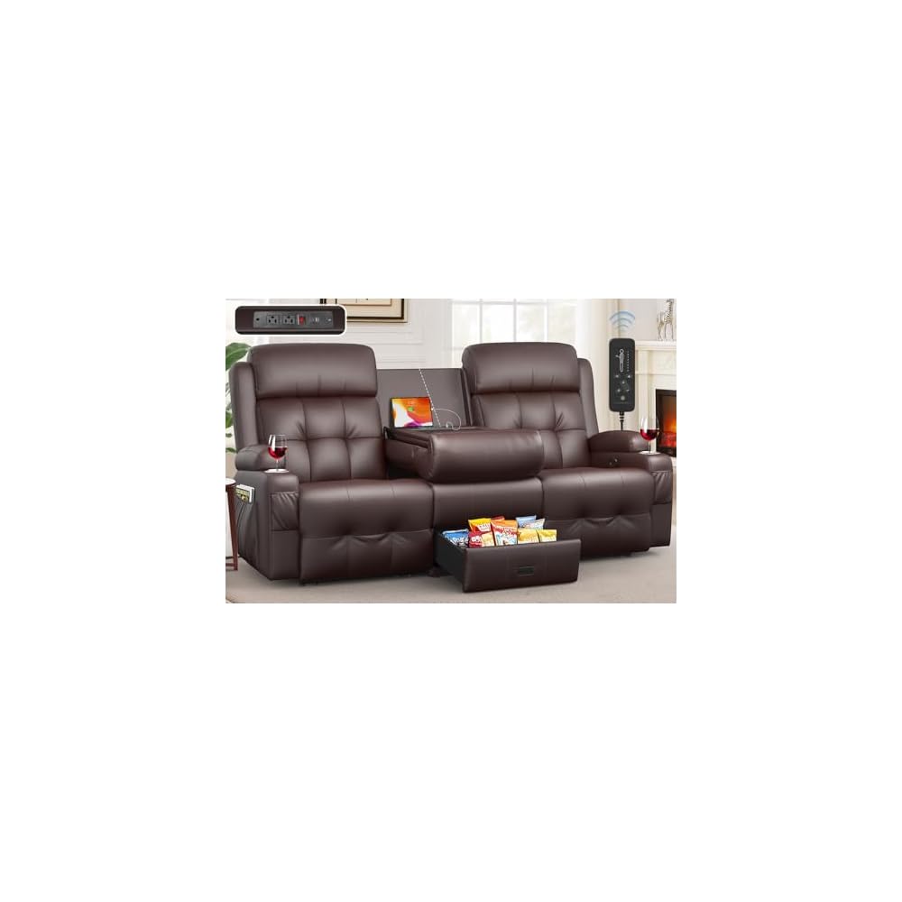 Loveseat-Relaxsofa, übergroßes Relaxsofa, Massage-Relaxsofa mit USB- & Typ-C-Anschluss, Stauraum & Getränkehaltern, Relax-Couch, platzsparende Wandabstand-Relaxsofas für Wohnzimmer & Wohnmobil