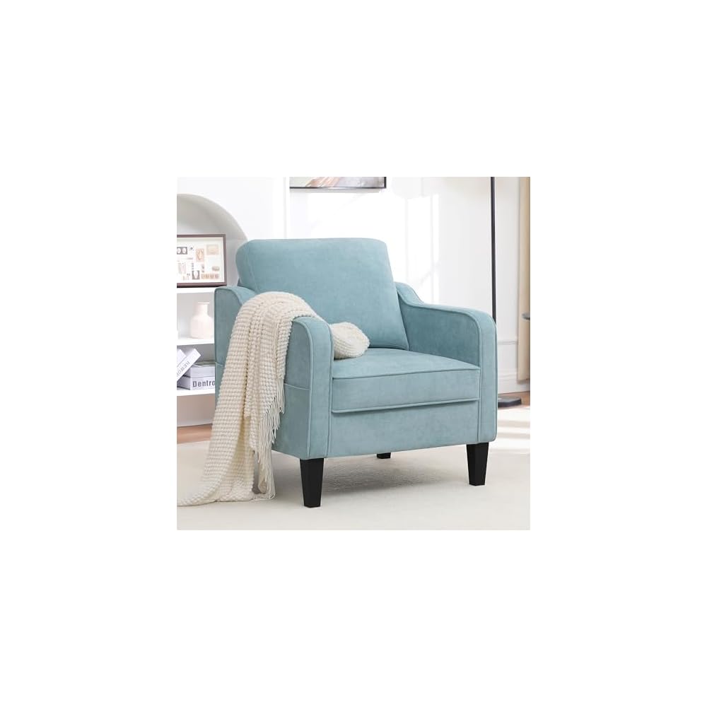 Akzentstuhl für das Wohnzimmer, Mid-Century-Modern-Lesesessel für das Schlafzimmer, gepolsterter Armlehnstuhl mit Seitentaschen, bequemes Einzelsofa für Büro, Wohnung, kleine Räume, Hellbraun