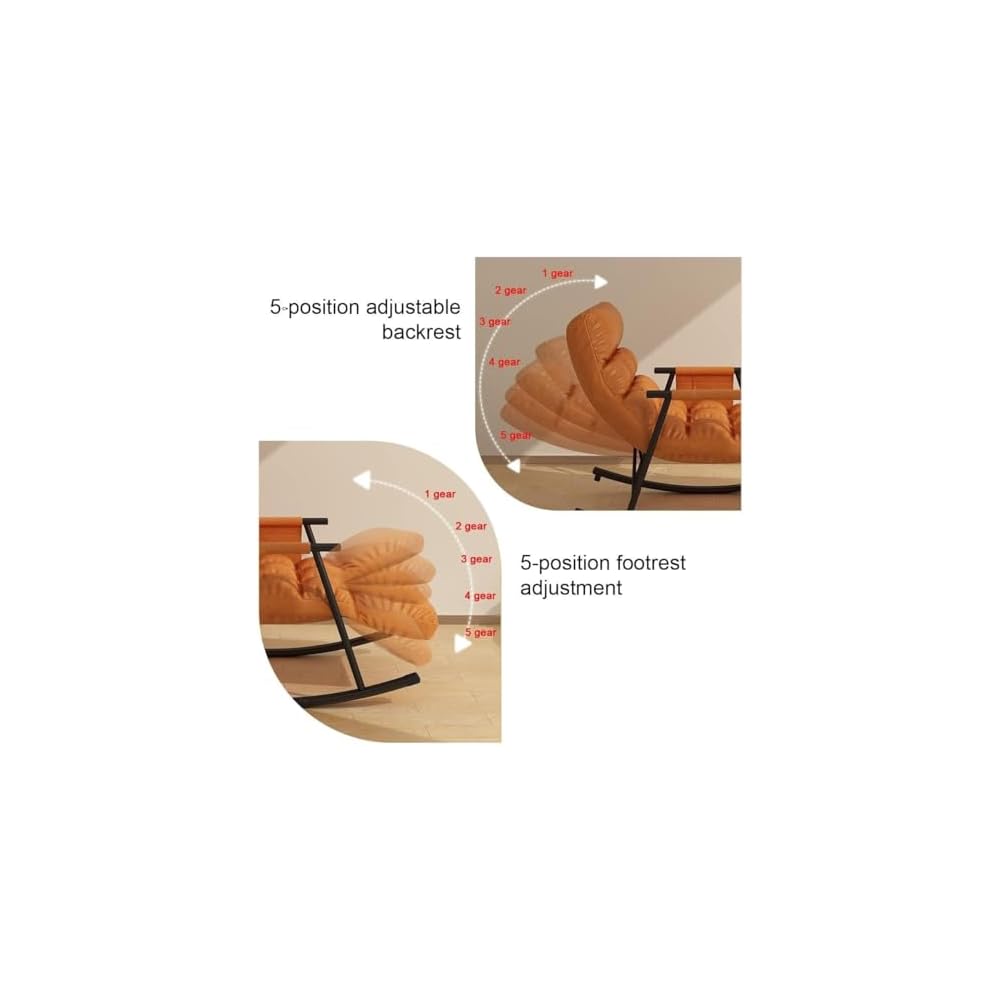 LSLYTQ Verstellbarer Indoor-Schaukelstuhl für Erwachsene – Bequemes Einzelsofa für Schlafzimmer, Wohnzimmer, Leseecke und Balkon – Wasserdichter Funktionsstoff-Sessel