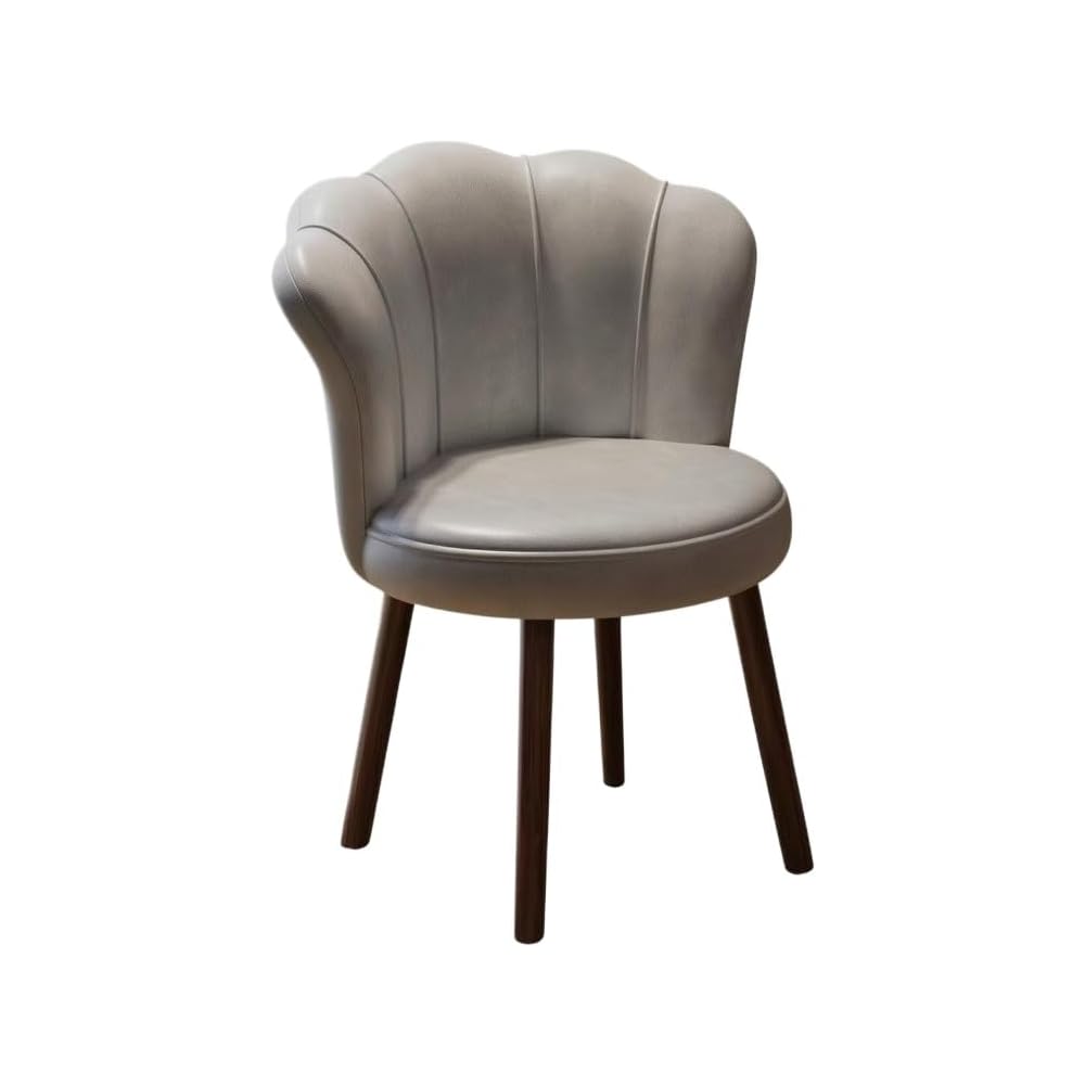 Accent Chair with Swivel, Faux Leather Upholstery, High-Density Foam, Solid Rubberwood Legs – Vanity, Desk, or Living Room Chair ([Rotating solid wood legs] Grey - wear-resistant oil wax skin)