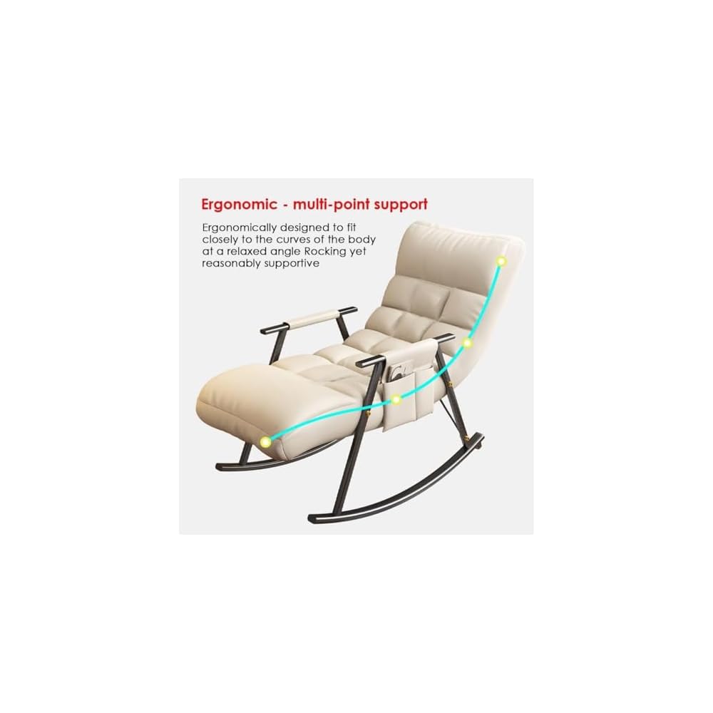 Modern Rocking Chair with Side Pockets - Comfy Recliner for Living Room & Bedroom, Stylish Lounge Armchair in Yellow - Perfect Occasional Chair for Relaxation