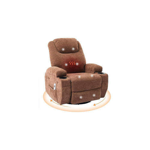 360° Swivel Rocker Recliner Chair with Massage and Heat for Adults, Electric Glider Reclining Chair with Soft Cushion and Side Pocket, Comfortable Rocking Chair for Living Room or Nursery