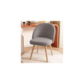 Blue Cotton Linen Swivel Vanity Chair with Back, Stylish Wood Legs for Bedroom & Beauty Room, Comfortable Makeup Chair, Modern Design, Home Decor Furniture