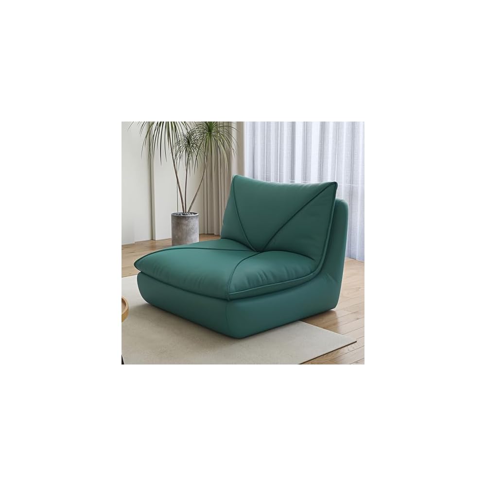 Chairs Mid Century Floor Sofa, Suede/Cat Claw Leather Floor Lounge Chair Lazy Sofa Accent Chair for Living Room Bedroom Salon Office (Color : Yellow)