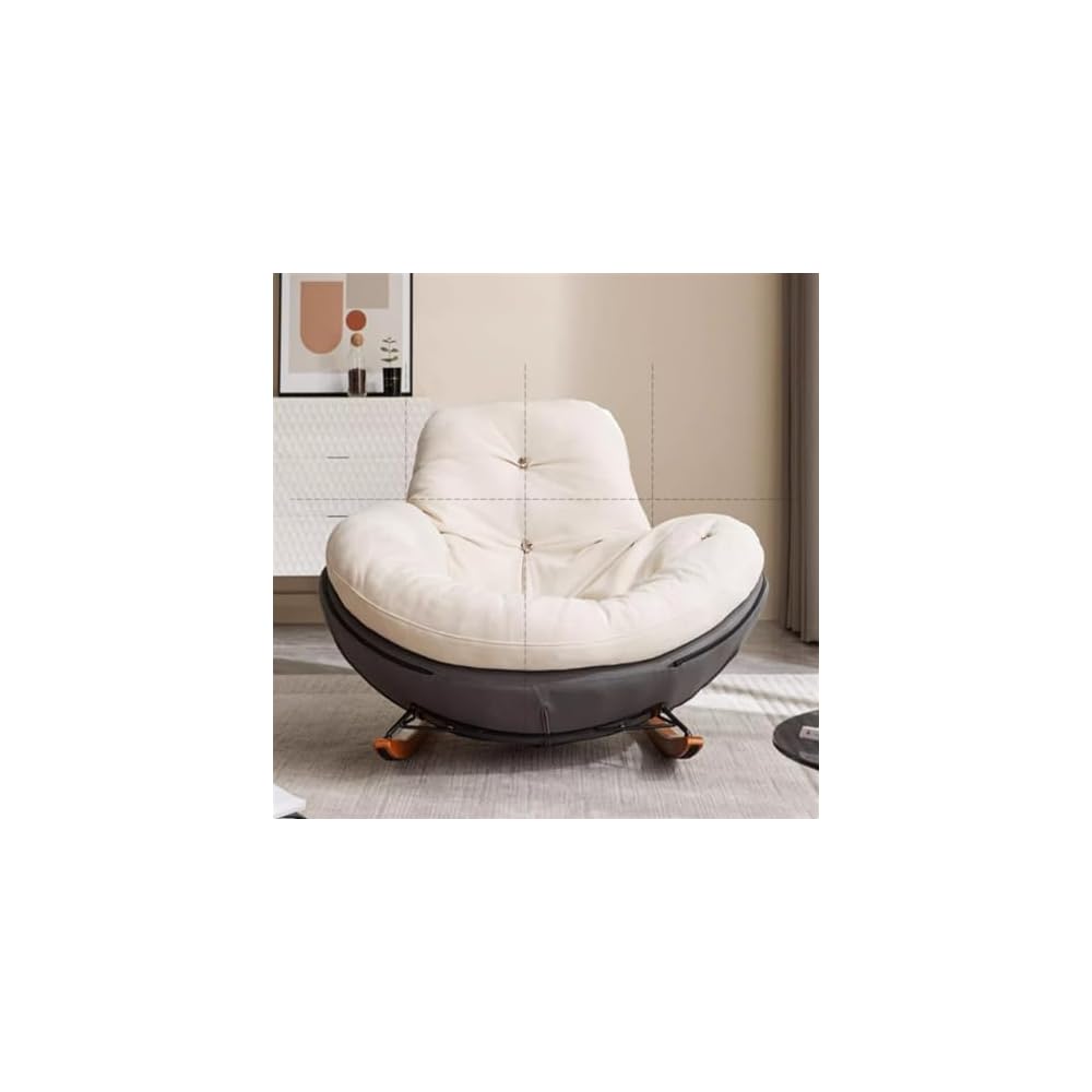 Rocking Chair Living Room Lazy Sofa Single Recliner Balcony Eggshell