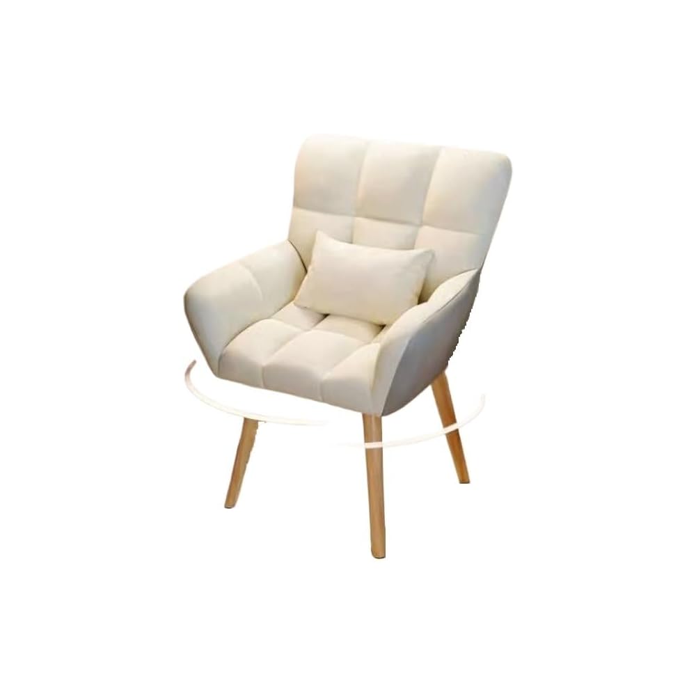 Elegant Patterned Armchair with Ergonomic Design and Comfortable Fabric - Perfect for Living Rooms and Offices (Fixed Model + Flannel Shu Beige (Free Throw Pillow))