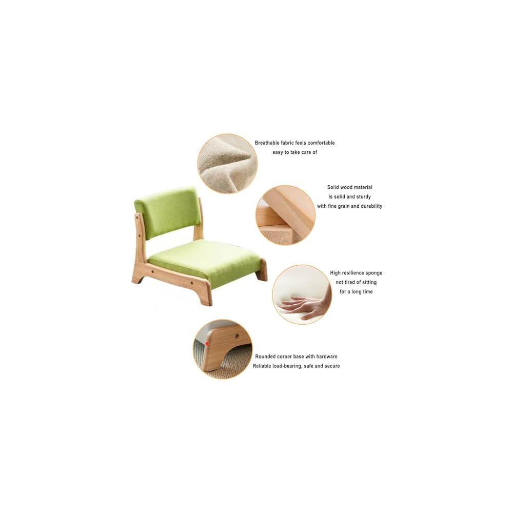 Portable Japanese Floor Chair with Back Support, Soft Cushioned Armless Seat for Living Room, Bedroom, Reading, Bay Window - Ideal Low-Back Design for Comfort and Relaxation