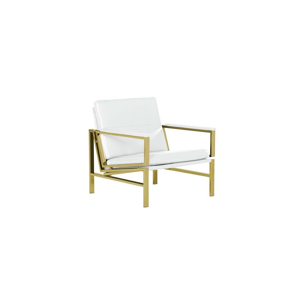 Atlas Modern Accent Chair in Blended Leather, Chrome / Black
